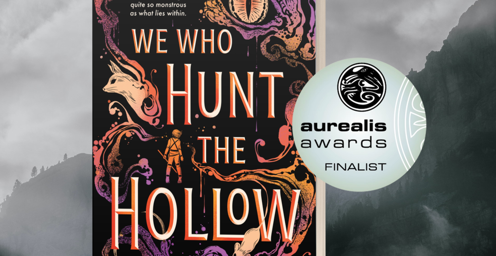 Aurealis Award sticker overlaid on a glimpse of a book cover